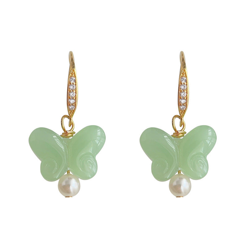 C관 - 나비 글라스 크리스탈 큐빅 감각적인 14K 도금 귀걸이 [4512] 24.07-2