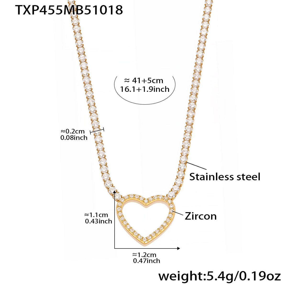 D관 - 스테인리스 스틸 풀큐빅 하트 체인 귀걸이 목걸이 팔찌 [TXP455] 25.10-4