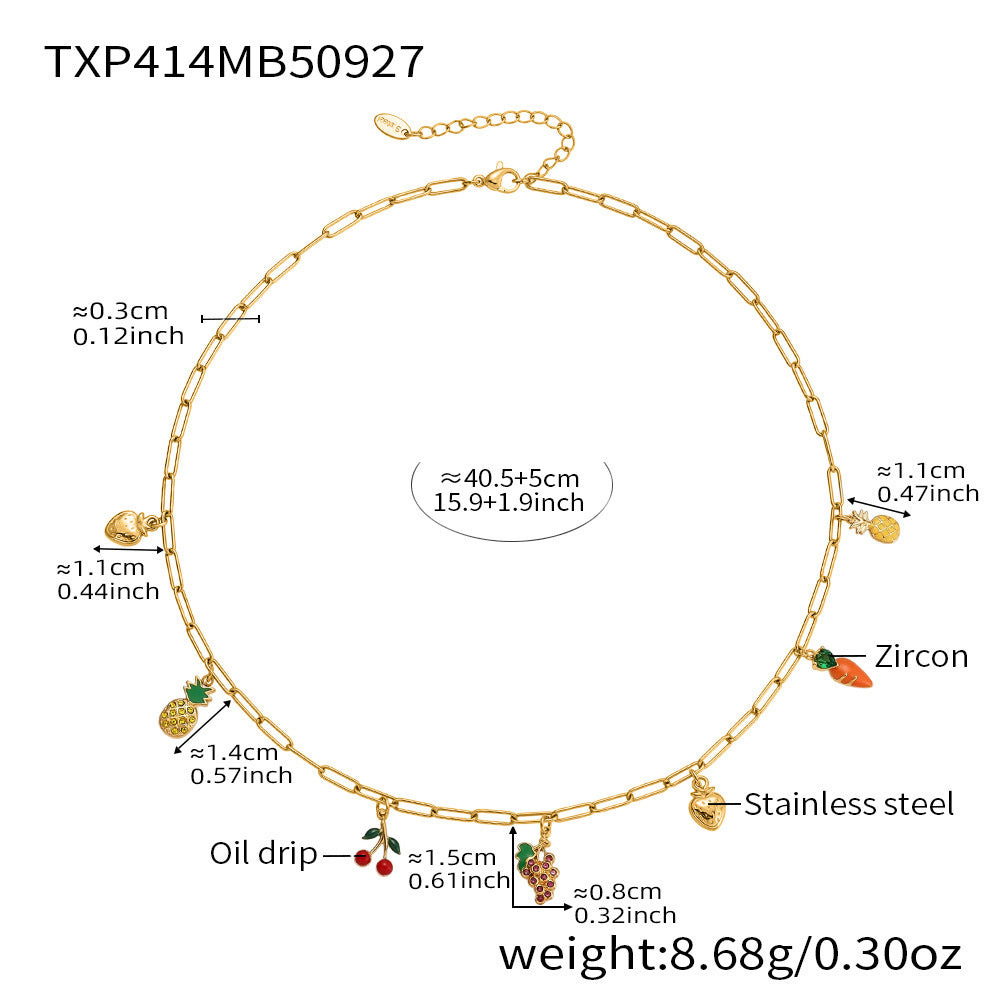 D관 - 스테인리스 스틸 과일 큐빅 펜던트 목걸이 팔찌 발찌 [TXP414] 25.10-1