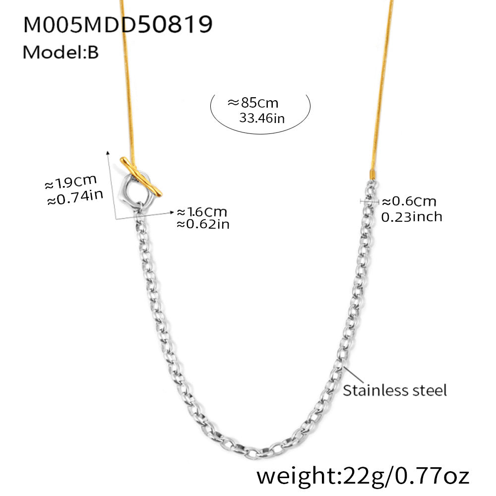 D관 - OT 고리 롱 조절형 18K 도금 스테인리스 스틸 목걸이 [M005] 25.12-2