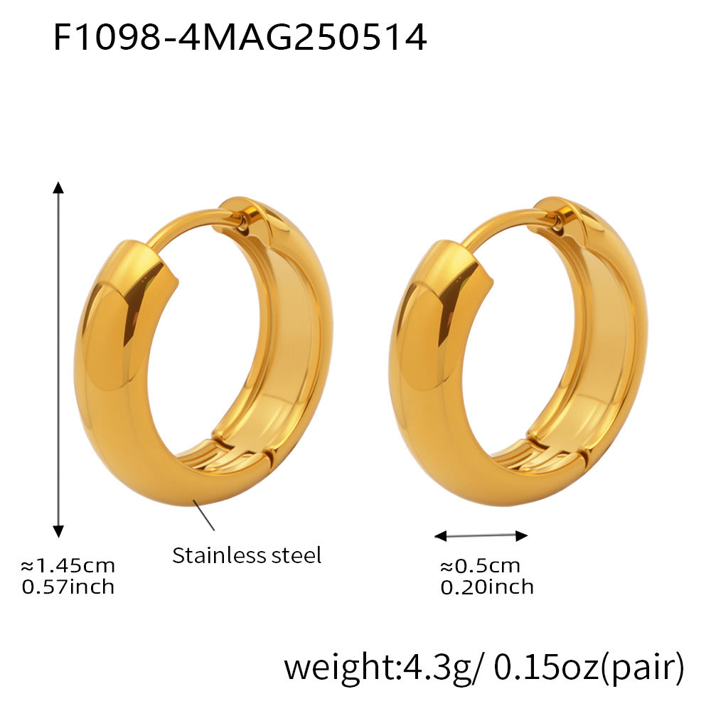 D관 - 투톤 원형 18K 도금 스테인리스 스틸 귀걸이 [F1015-F1098] 25.05-4