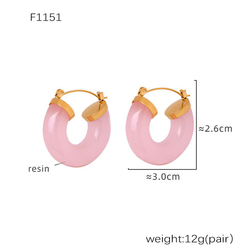 D관 - 스테인리스 스틸 캔디 컬러풀 레진 귀걸이 [F854] 24.12-4