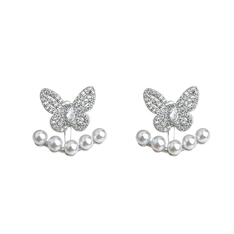 C관 - 나비 진주 큐빅 투웨이 925 은침 귀걸이 [5817] 25.04-2