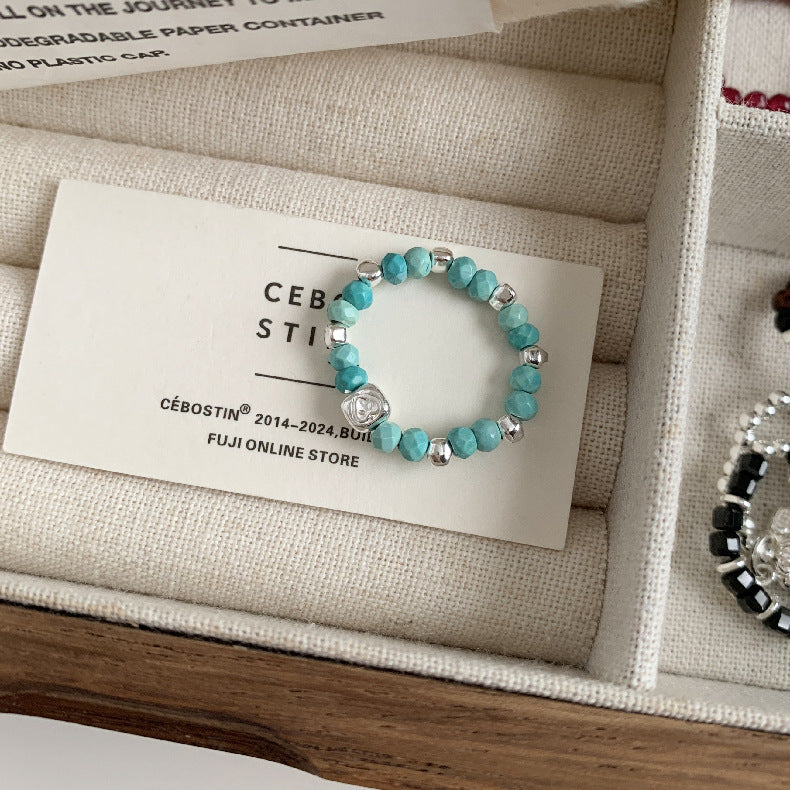 A관 - 플라워 잎사귀 복주머니 말 사과 미니 펜던트 925실버 반지 [RB] 25.11-4