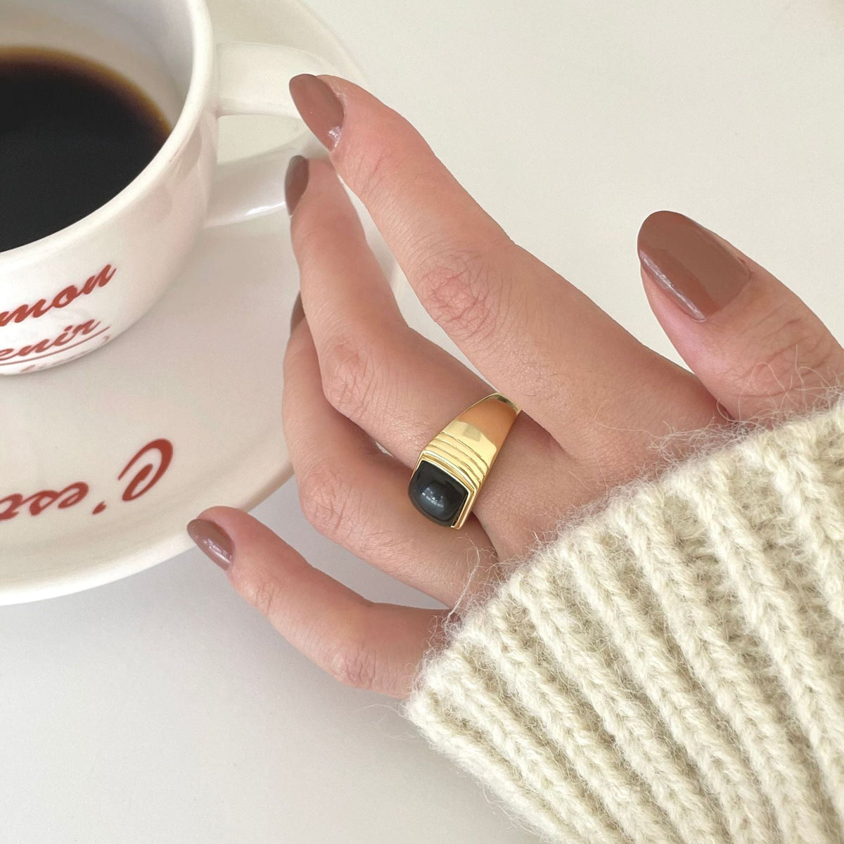 F관 - 925 실버 블랙 오닉스 오픈형 반지 [J1709] 25.12-1