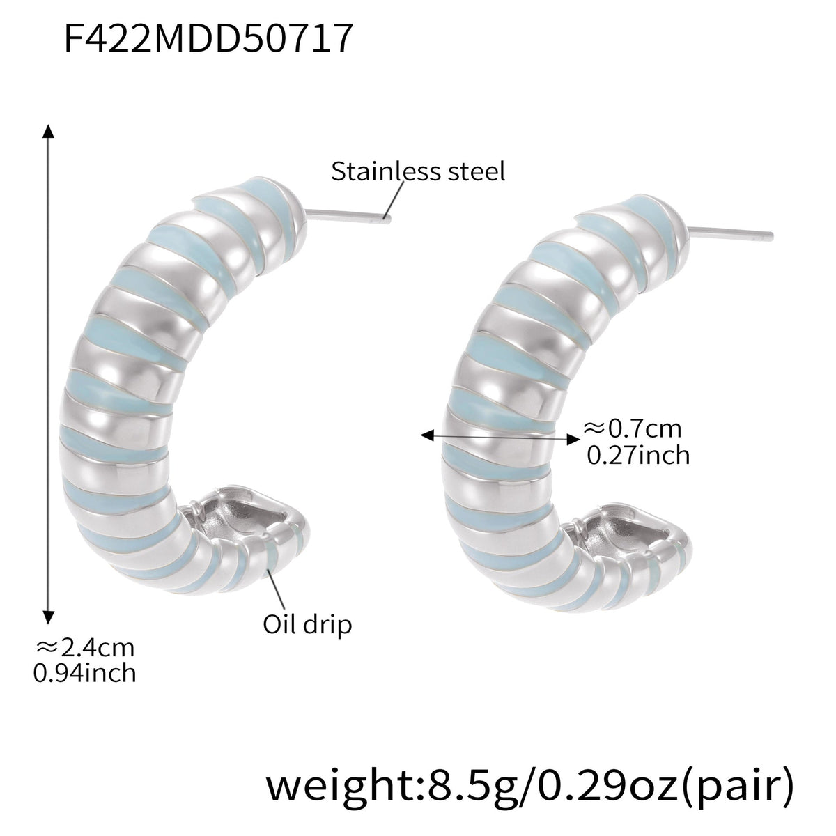 D관 - 자개 진주 C형 스테인리스 스틸 18K 도금 귀걸이 [F419-F422] 25.07-4
