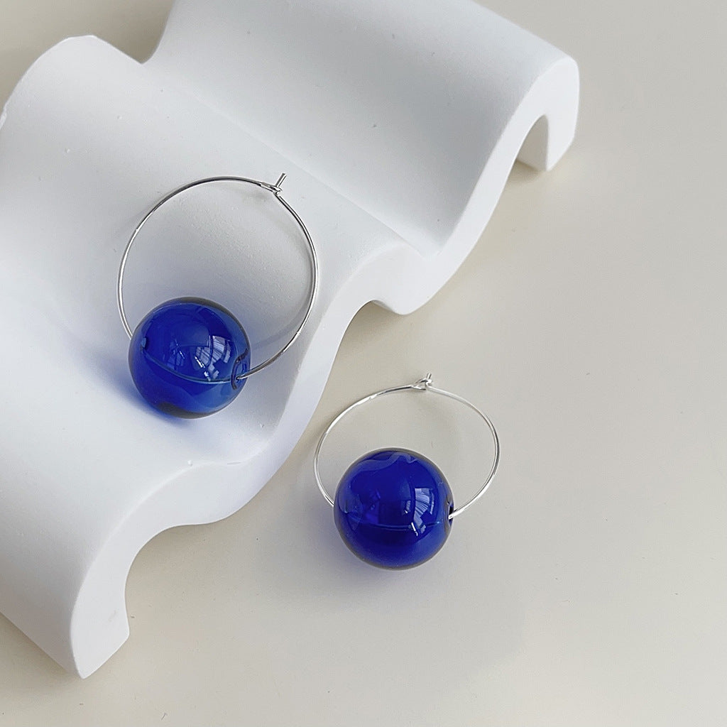 C관 - 미니멀리즘 꿈의 디자인 투명 유리 공 귀걸이 [3732-3734] 24.04-1