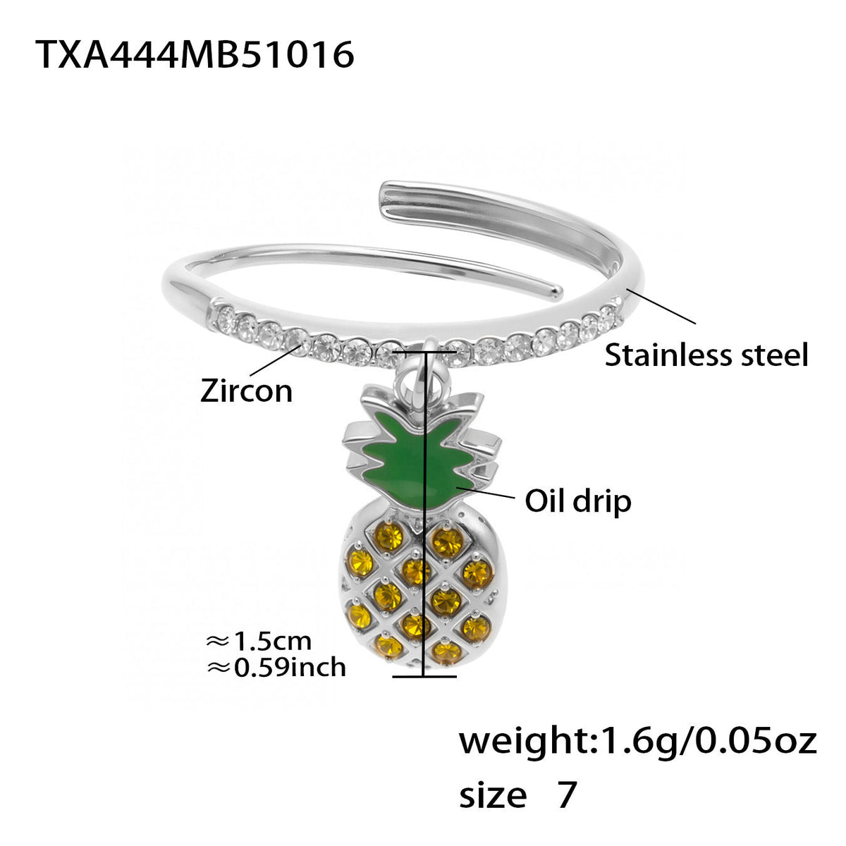 D관 - 스테인리스 스틸 게 조개 파인애플 큐빅 펜던트 목걸이 팔찌 반지 [TXP443] 25.10-4