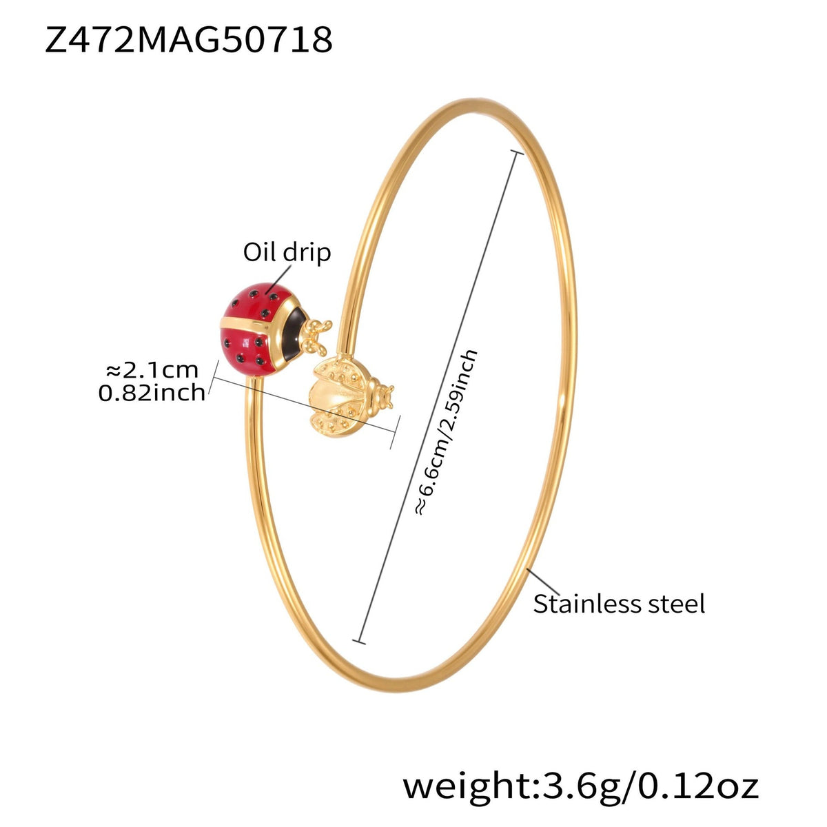 D관 - 벌 불가사리 큐빅 오픈형 스테인리스 스틸 18K 도금 팔찌 [Z469] 25.07-4