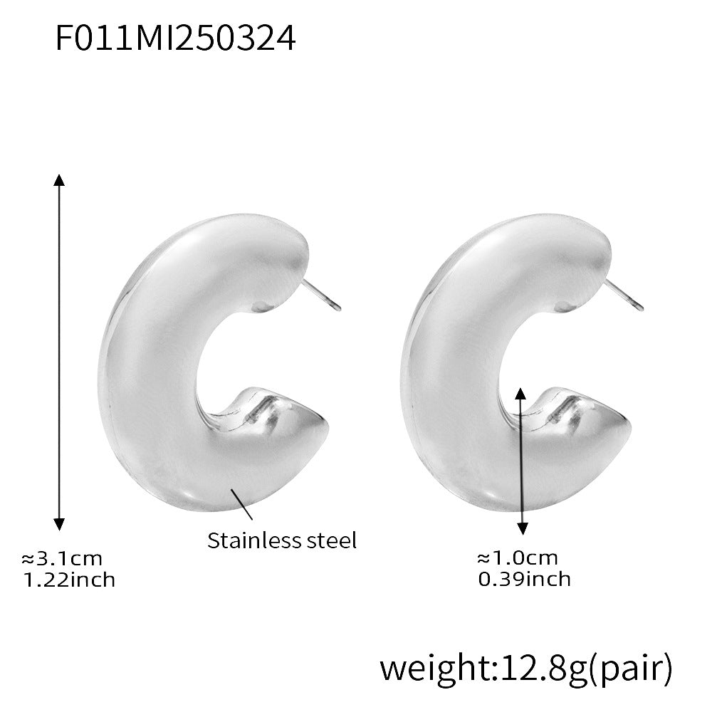 D관 - C형 디자인 스테인리스 스틸 18K 도금 귀걸이 [F350] 25.04-1