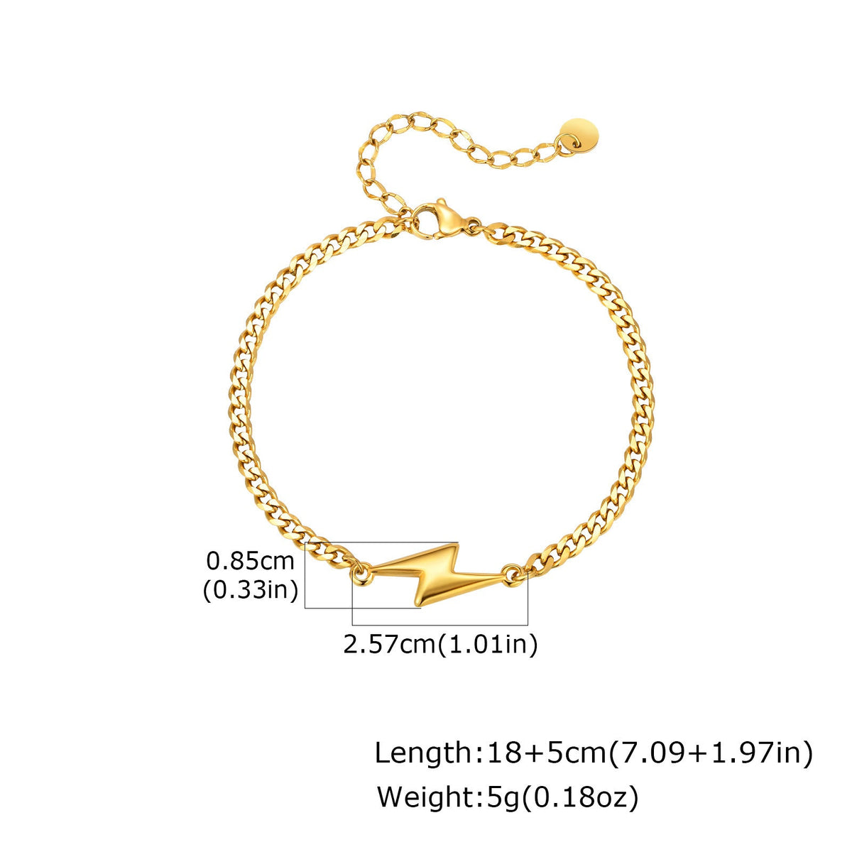 G관 - 스테인리스 스틸 번개 모양 펜던트 체인 팔찌 [BR-2620] 25.11-1