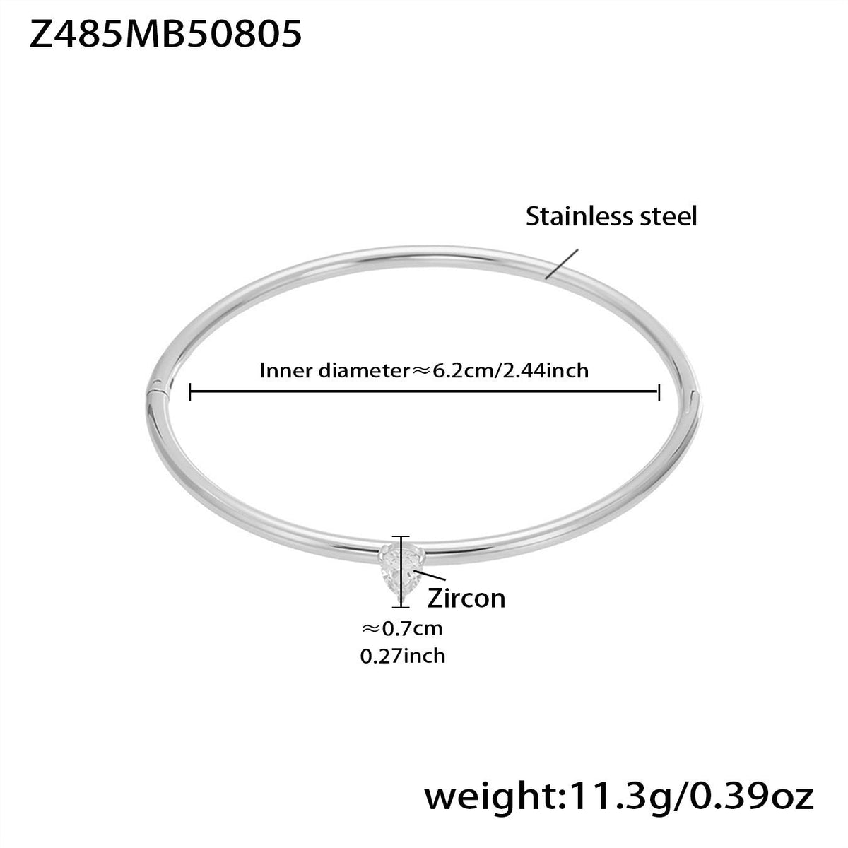 D관 - 스테인리스 스틸 대나무 마디 디자인 풀큐빅 버클 팔찌 [Z480] 25.08-3