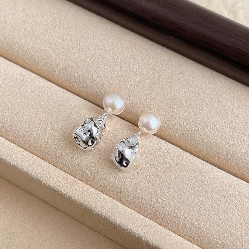 C관 - 14K 도금 925 은침 담수 진주 귀걸이 [5313-5314] 25.02-3