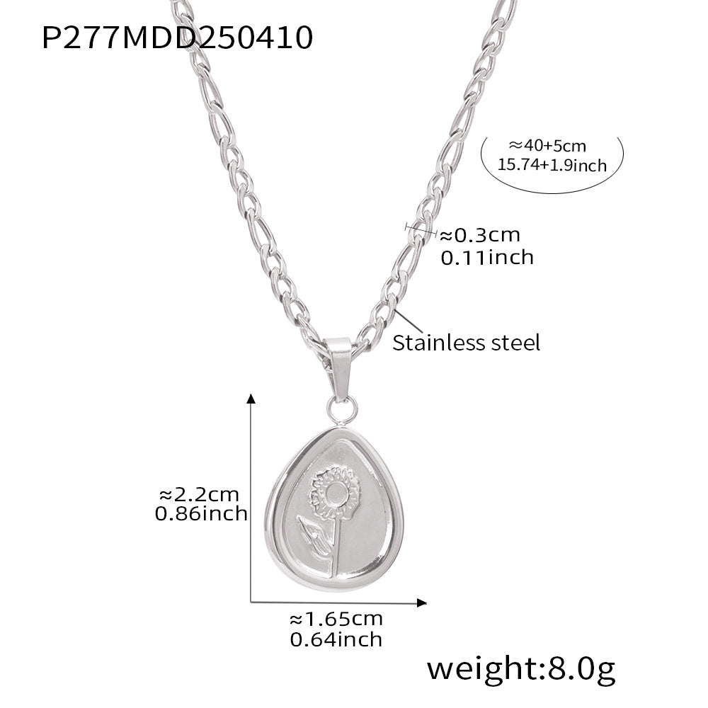 D관 - 하트 물방울 플라워 펜던트 스테인리스 스틸 18K 도금 목걸이 [P277-P278] 25.04-3