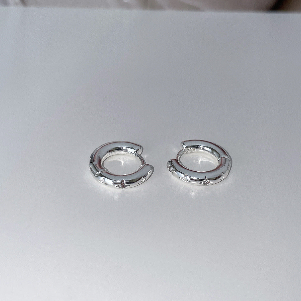 A관 - 925 은침 가위 모양 별 큐빅 스터드 링 귀걸이 [EH-4005] 25.09-4