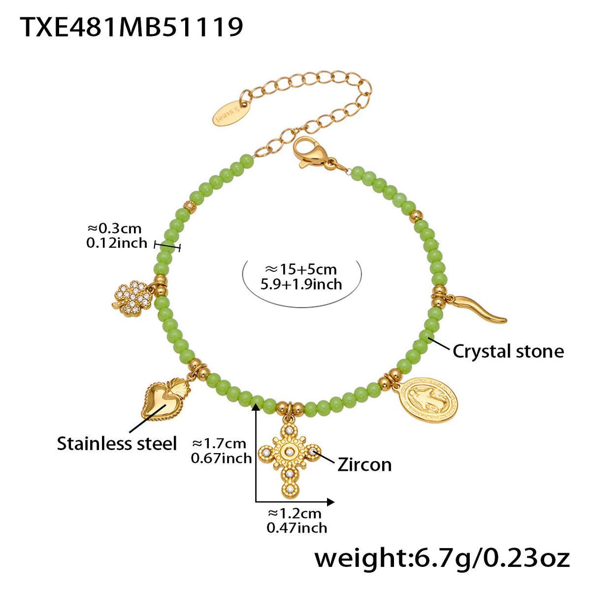 D관 - 스테인리스 스틸 크리스탈 펜던트 큐빅 팔찌 목걸이 [TXP481] 25.11-4