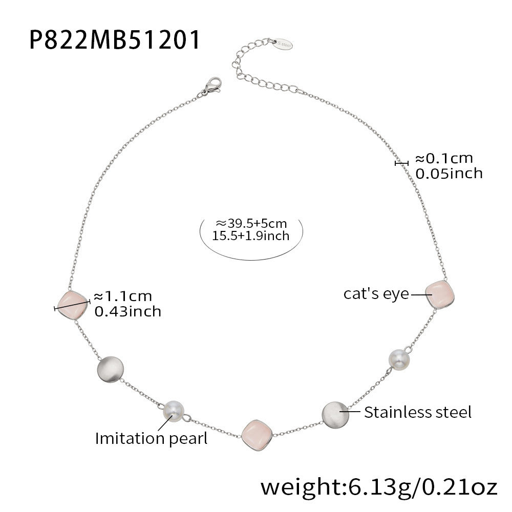 D관 - 묘안석 컬러 비즈 18K 도금 스테인리스 스틸 목걸이 [P822] 25.12-2