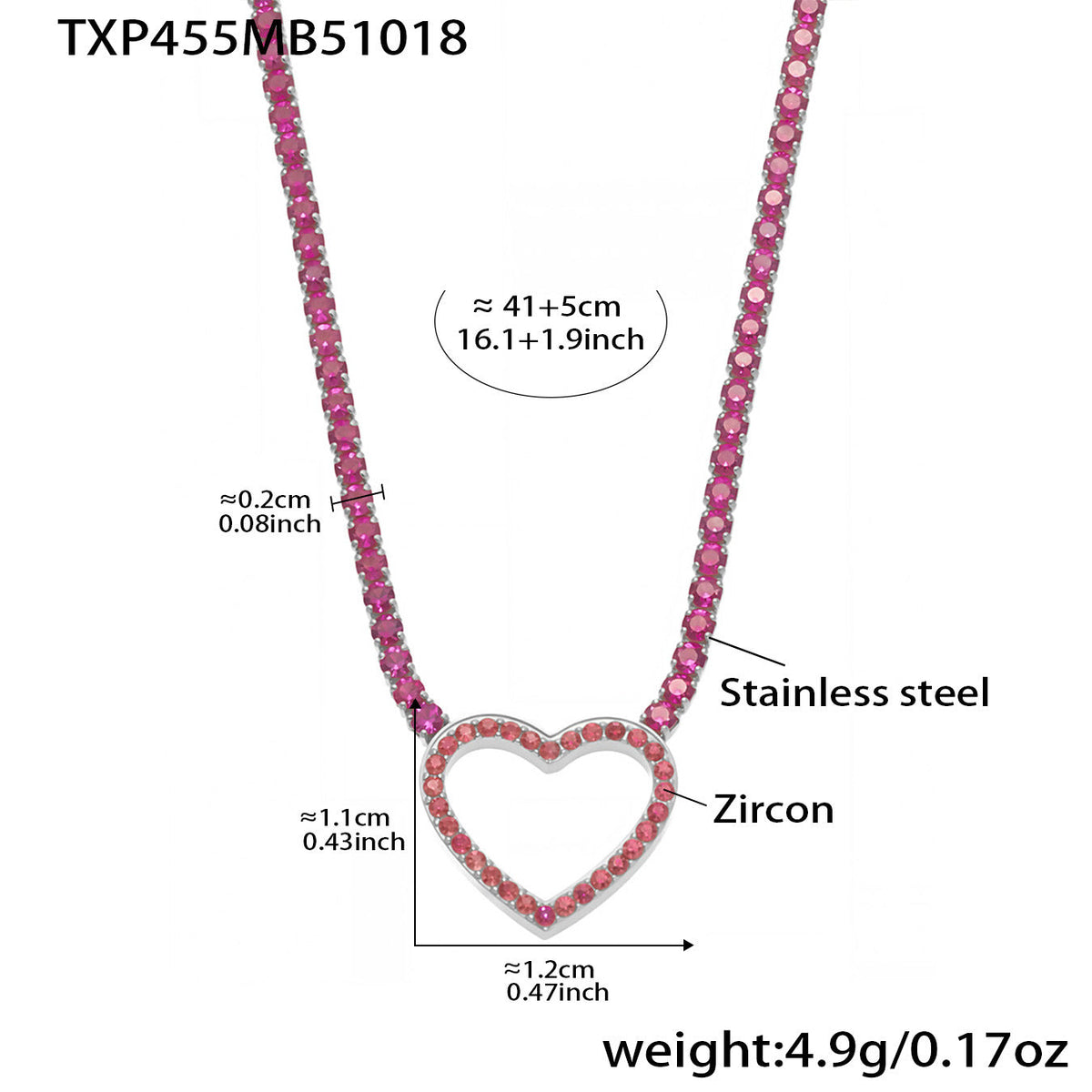 D관 - 스테인리스 스틸 풀큐빅 하트 체인 귀걸이 목걸이 팔찌 [TXP455] 25.10-4