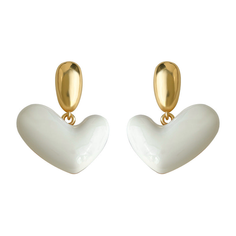 C관 - 오일 코팅 하트 디자인 925 은침 귀걸이 [7108] 25.11-3