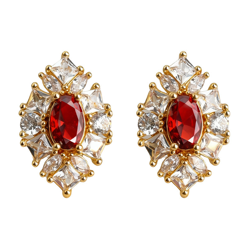 C관 - 14K 도금 레트로 큐빅 925 은침 귀걸이 [7189] 25.12-2