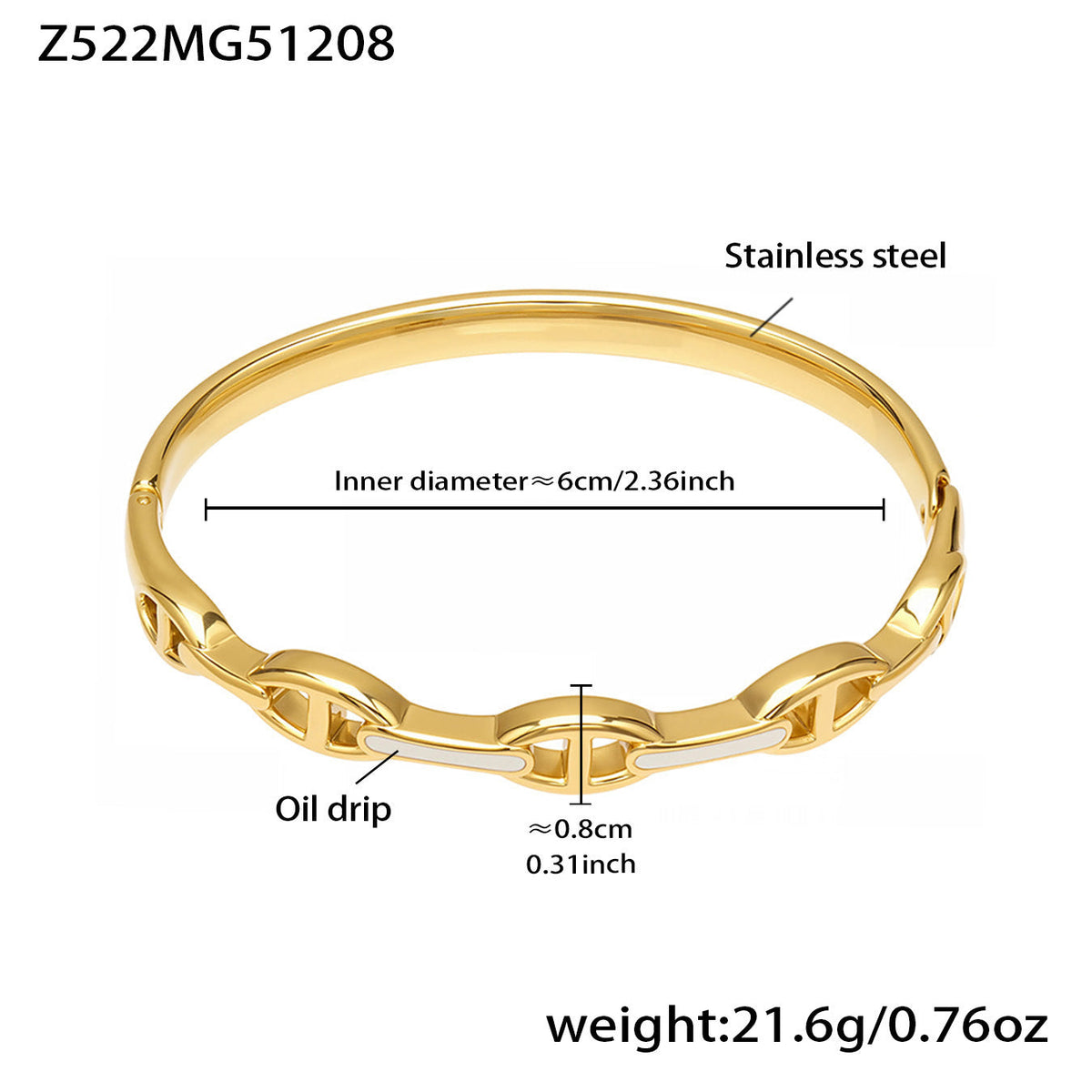 D관 - 스테인리스 스틸 18K 도금 버클 팔찌 [Z522-Z523-Z524] 25.12-3