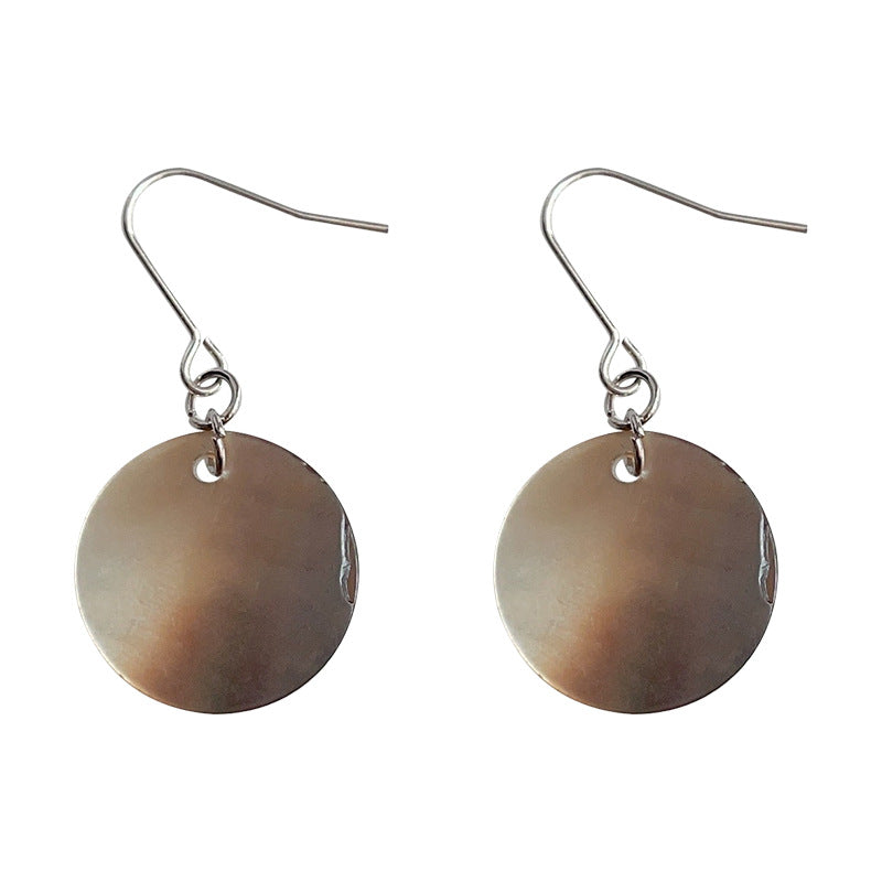 C관 - 간결한 조개 핸드메이드 은침 휴양지 느낌 귀걸이 [3831] 24.04-3