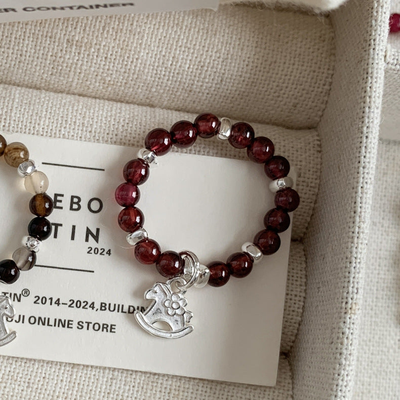 A관 - 플라워 잎사귀 복주머니 말 사과 미니 펜던트 925실버 반지 [RB] 25.11-4