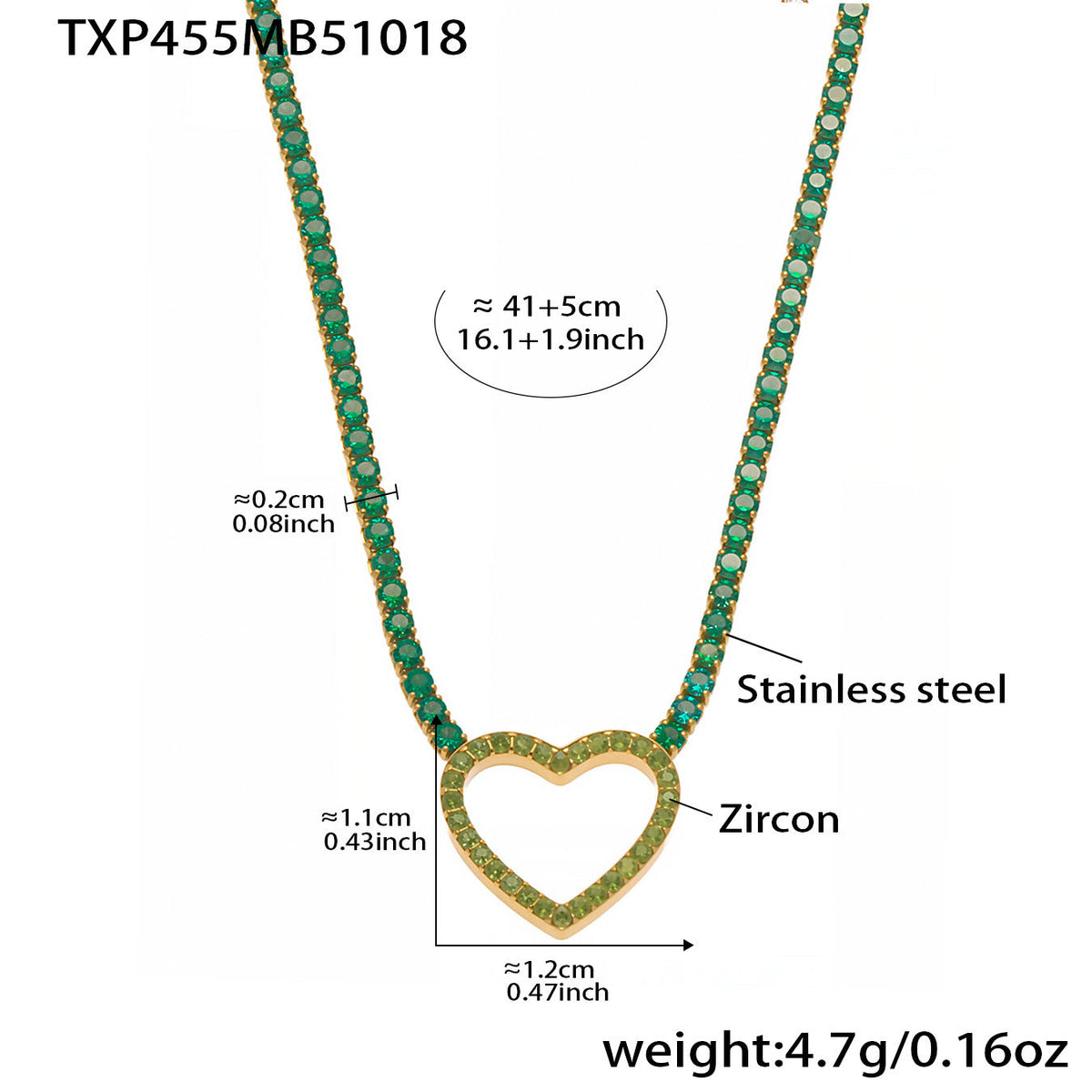 D관 - 스테인리스 스틸 풀큐빅 하트 체인 귀걸이 목걸이 팔찌 [TXP455] 25.10-4