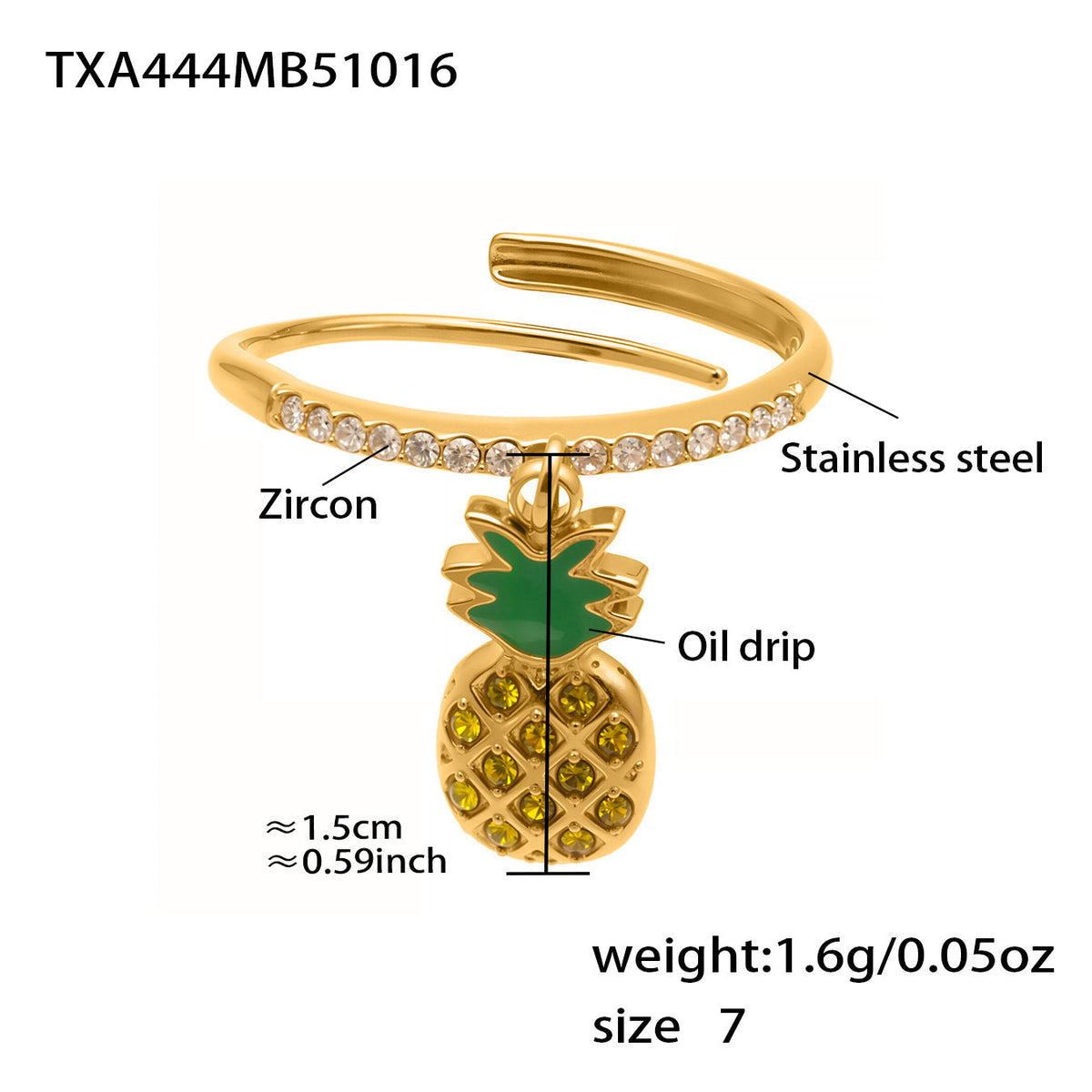 D관 - 스테인리스 스틸 게 조개 파인애플 큐빅 펜던트 목걸이 팔찌 반지 [TXP443] 25.10-4