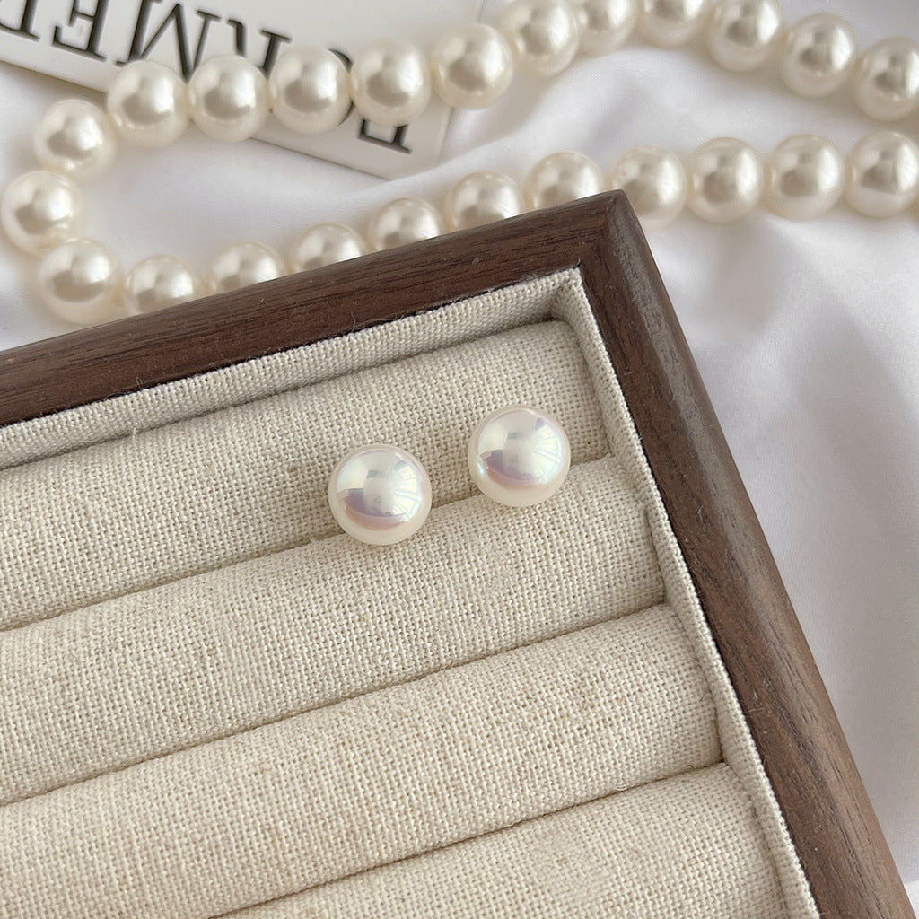 C관 - 고품질 담수 진주 라운드 펄 14K 도금 은침 귀걸이 [4566-4570] 24.07-2
