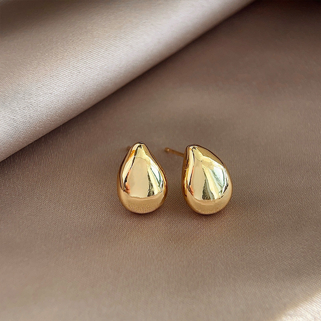 C관 - 물방울 디자인 유광 14K 도금 미니멀 귀걸이 [3232-3233] 25.03-2