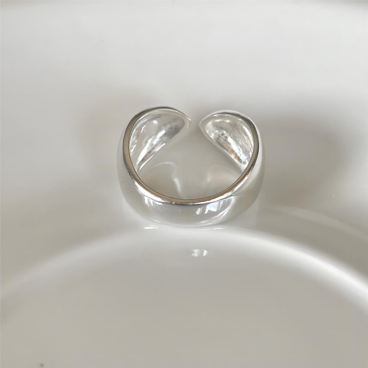 F관 - 925 실버 물방울 모양 대칭 오픈형 반지 [J1902] 25.12-2