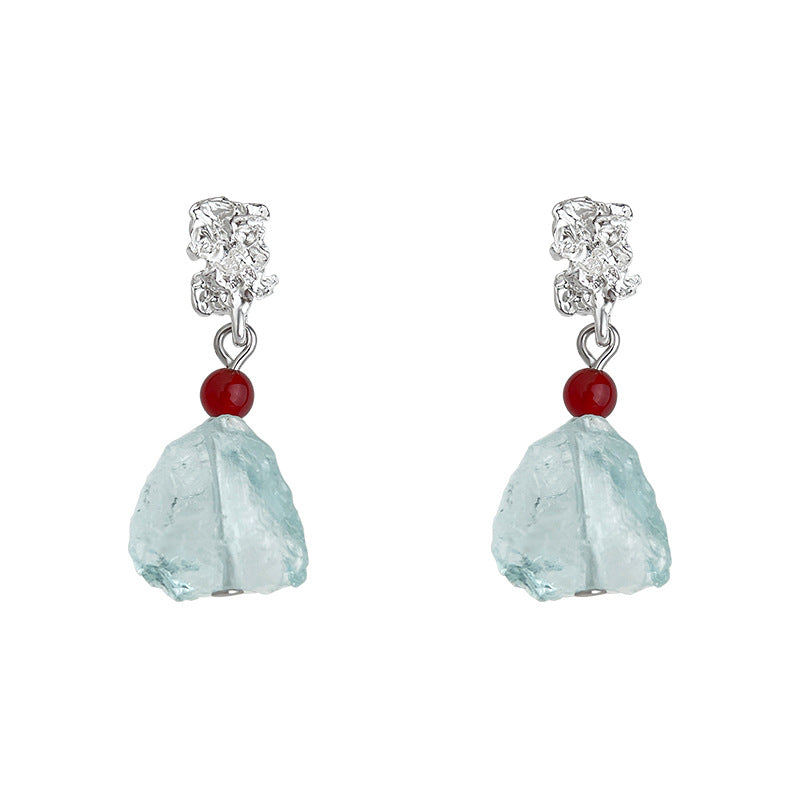 C관 - 핸드메이드 천연 크리스탈 925 은침 귀걸이 [6921] 25.10-3