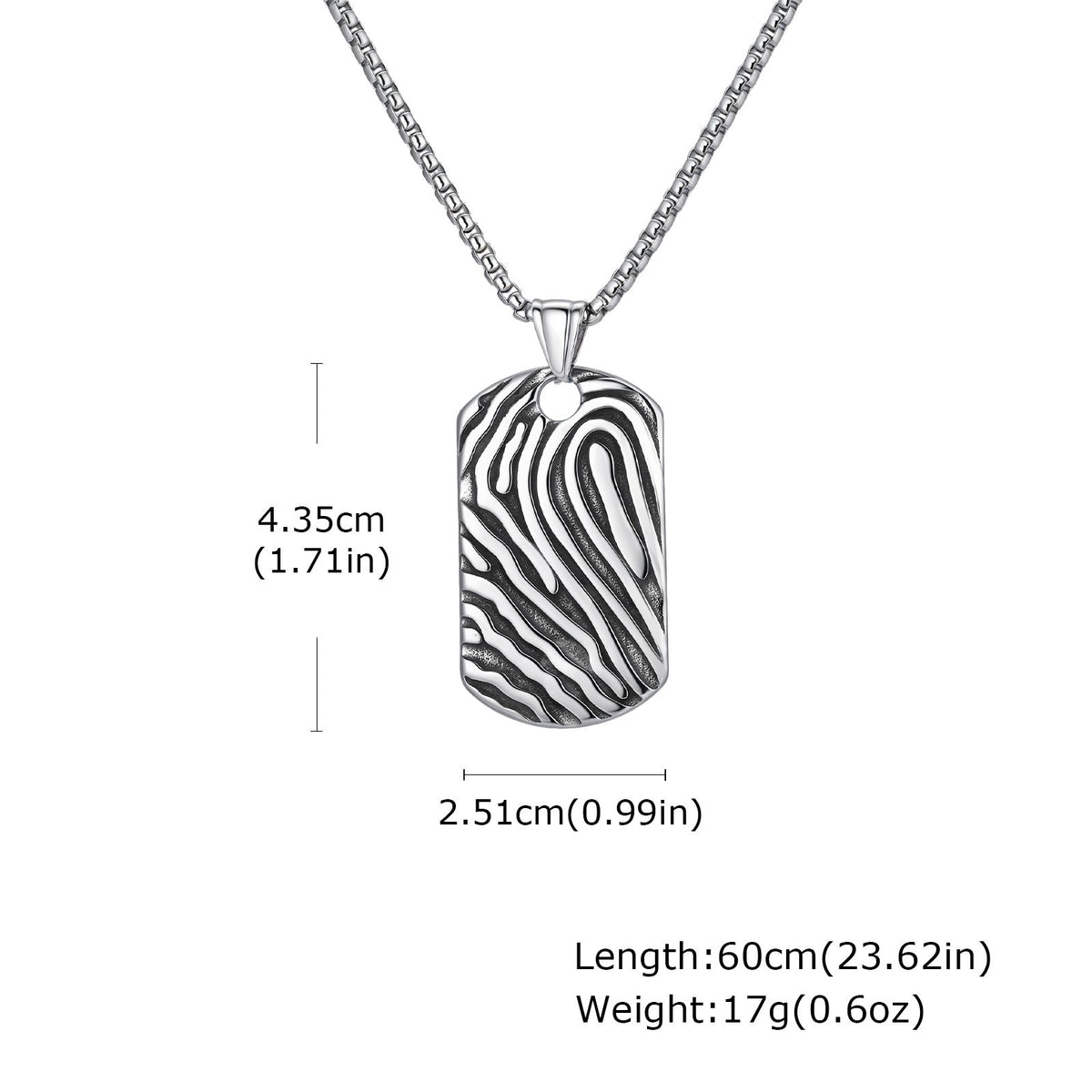 G관 - 지문 패턴 플레이트 펜던트 스테인리스 스틸 목걸이 [PN-2243] 25.12-2