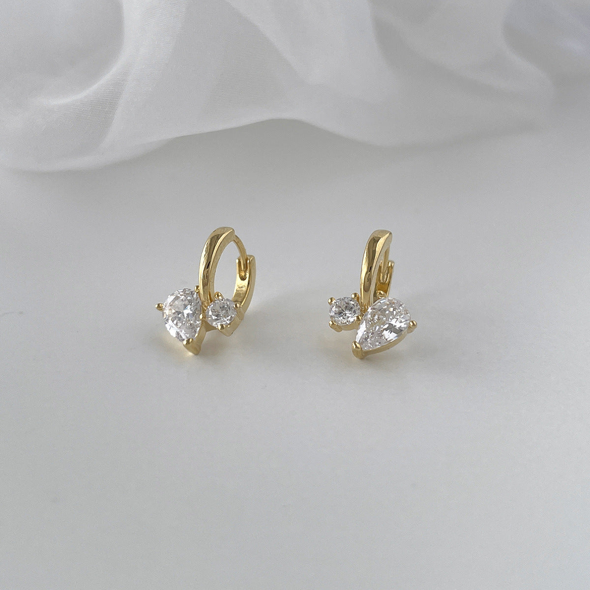 A관 - 925 은침 물방울 큐빅 링 귀걸이 [EH-4001] 25.10-1