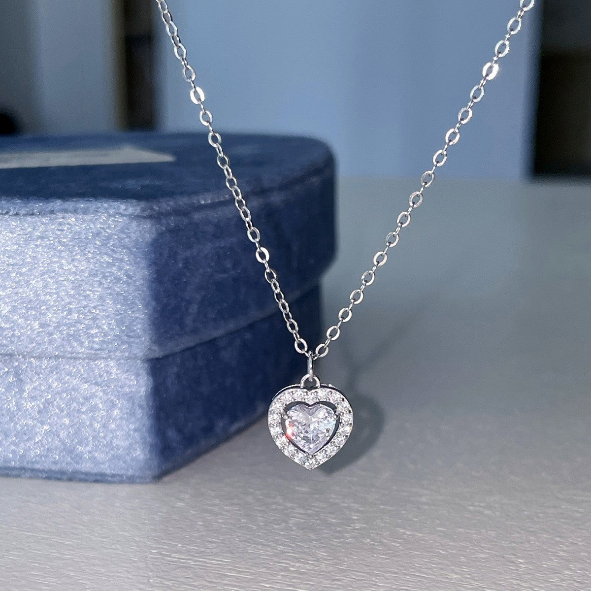 A관 - 925 실버 하트 큐빅 펜던트 목걸이 [XL-1206] 25.10-1
