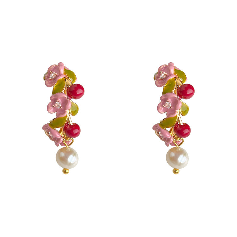 C관 - 925 은침 에나멜 페인팅 담수진주 14K 도금 귀걸이 [6897] 25.10-2