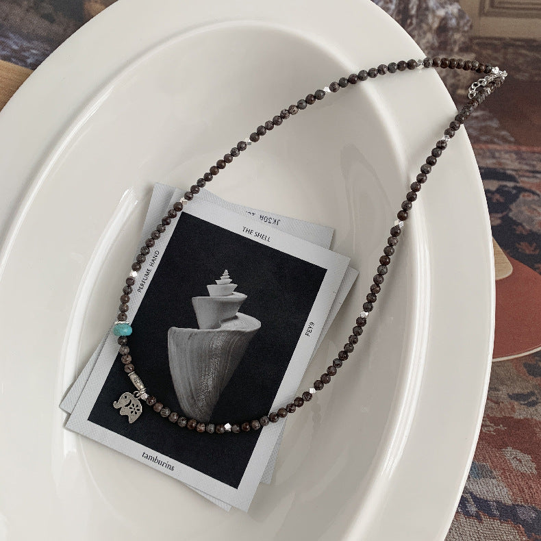 A관 - 코끼리 펜던트 설화석 925 실버 팔찌 목걸이 [1528] 25.11-3