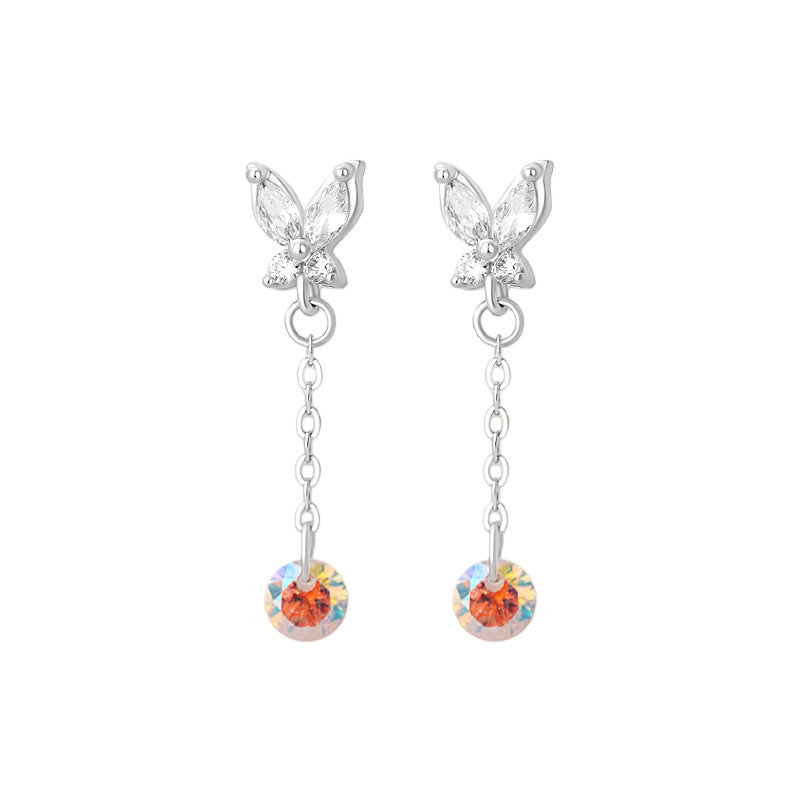 B관 - 999 실버 나비 큐빅 드롭 귀걸이 [YC4634E_1] 25.11-1