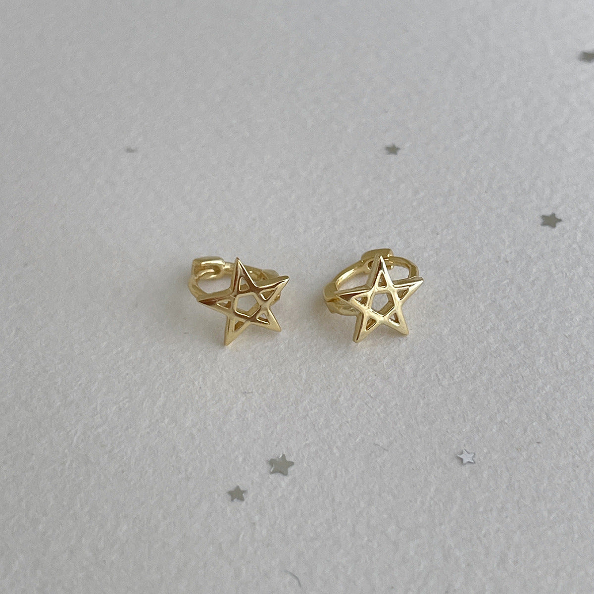 A관 - 925 은침 라인 별 후프 귀걸이 [EH-4182] 25.10-3