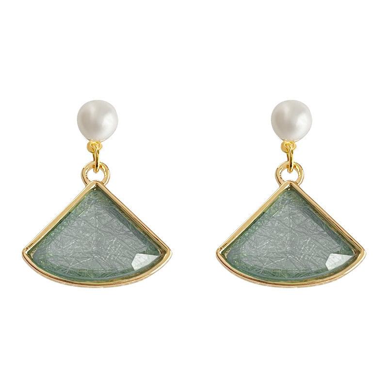 C관 - 그린 리프 플라워 디자인 14K 도금 은침 엘레강스 귀걸이 [3625] 24.03-1