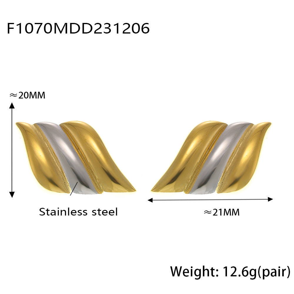 D관 - 스테인리스 스틸 투톤 오일 코팅 귀걸이 [F346-F1070-F1568] 25.06-4
