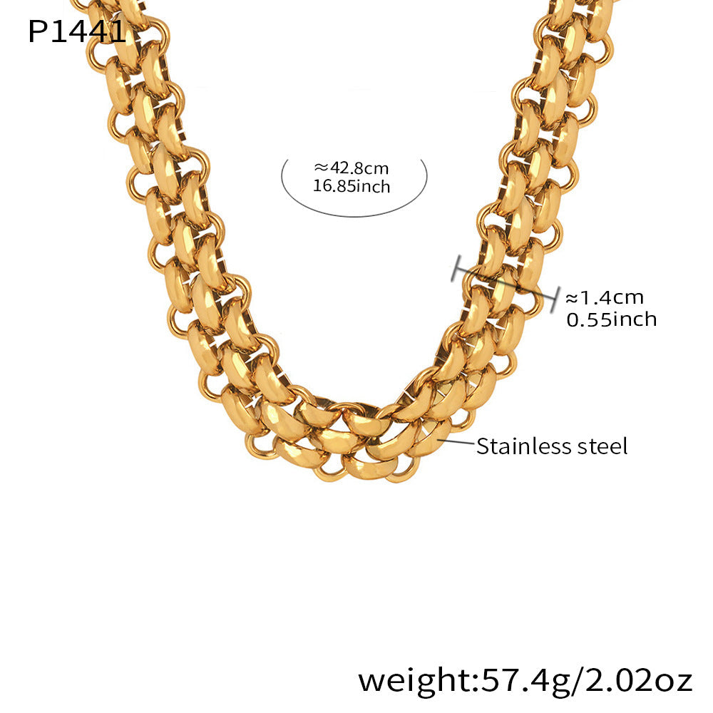 D관 - OT 고리 볼드 체인 18K 도금 스테인리스 스틸 목걸이 팔찌 [P1441] 25.12-2