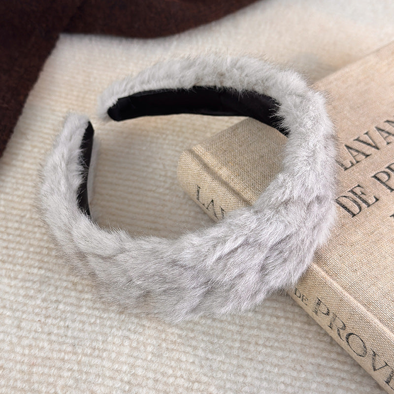 E관 - 단색 퍼 소재 땋은 디자인 머리띠 [27765] 25.12-2