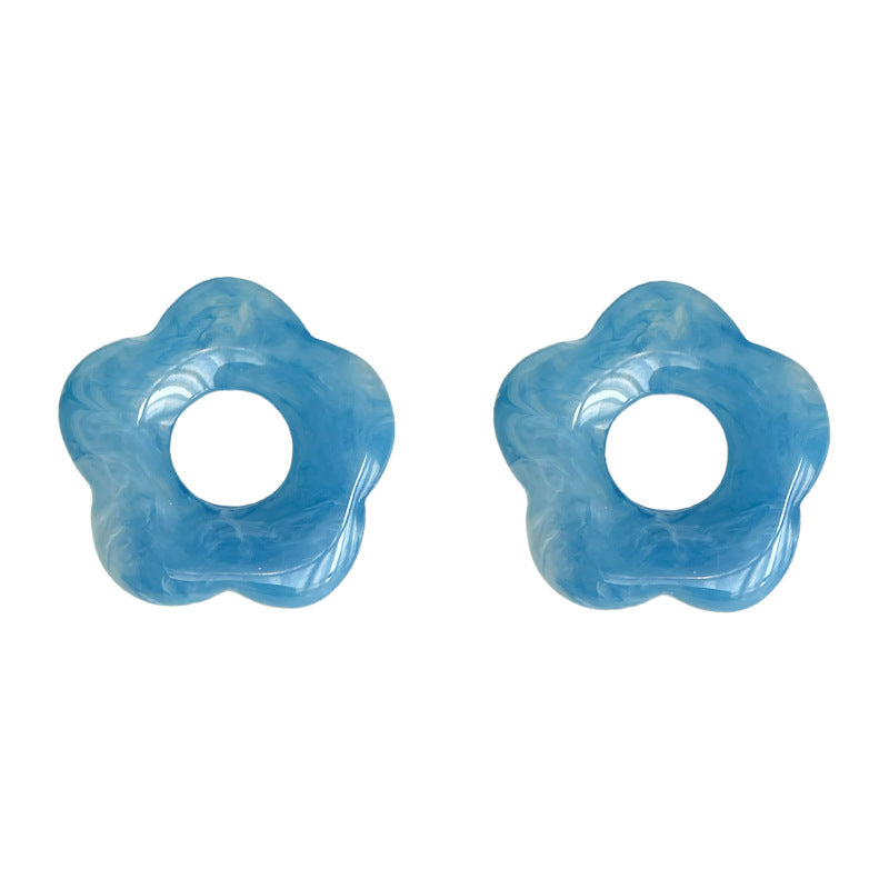 C관 - 블루 아크릴 플라워 925 은침 귀걸이 [5774] 25.03-4