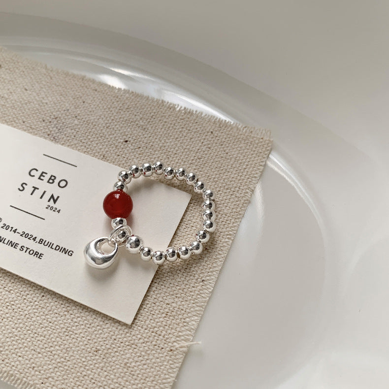 A관 - 미니 펜던트 홍마노 925 실버 비즈 반지 [1520-1527] 25.11-3