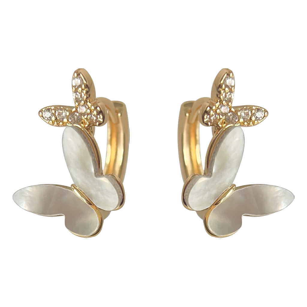 C관 - 미니 큐빅 진주 오일 코팅 14K 도금 귀걸이 [4056] 24.05-4