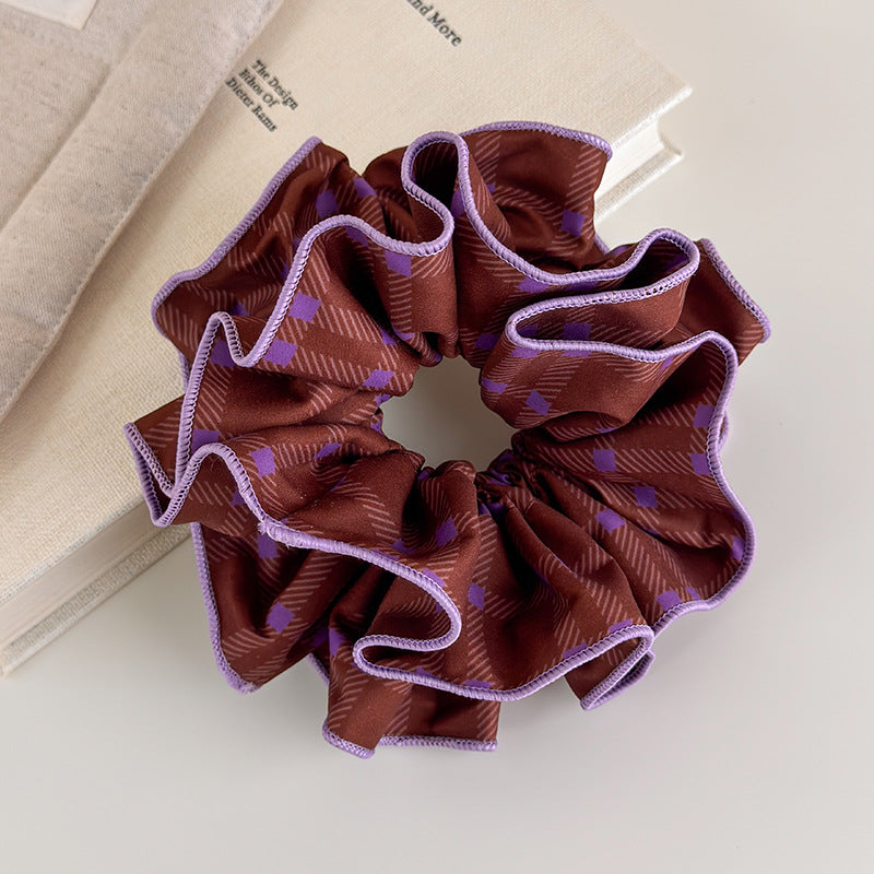 E관 - 체크무늬 디자인 대형 곱창 헤어밴드 [27536] 25.10-1