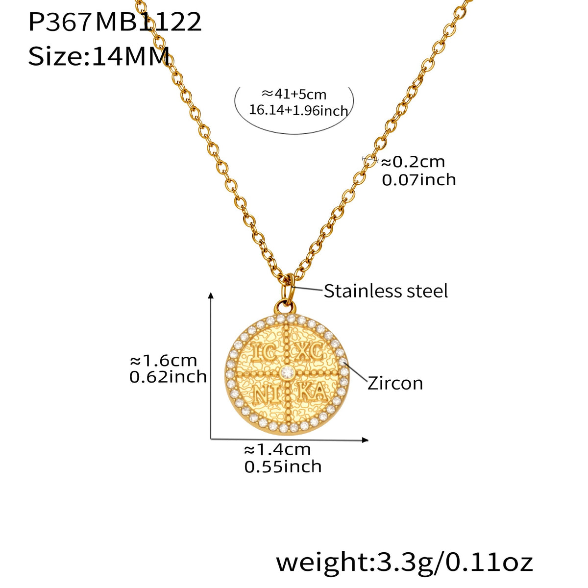 D관 - 스테인리스 스틸 이니셜 원형 큐빅 펜던트 18K 도금 목걸이 [P367] 25.11-4