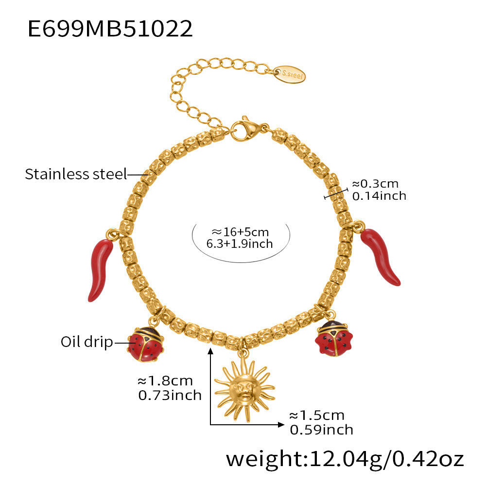 D관 - 스테인리스 18K 도금 멀티 펜던트 스틸 비즈 팔찌 [E699-E700] 25.10-5